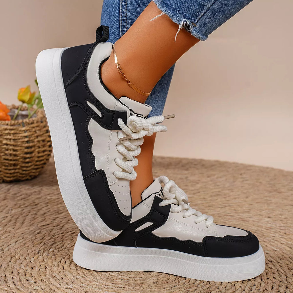 Women's Sneakers Round Toe Platform Mid Heels Casual Shoes Black 1f41fdf68d414a16ba7b15dc64767dea-Max-Origin Trendsi
