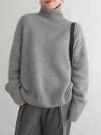 Turtleneck Women Sweater Soft Knit Dropped Shoulder Long Sleeve Loose Pullover 1f6f2c0f-8d58-421c-81b0-68580898088b-Max Trendsi
