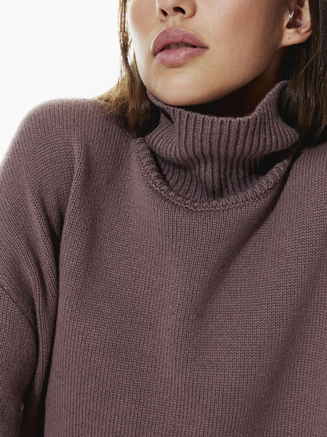 Ribbed Women Sweater Turtleneck Long Sleeve Soft Acrylic Loose Basic Pullover