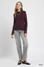 Umgee Women's Blouse Lace Sheer Plum Long Sleeve Top 1fa8f93f-1917-48fc-a46f-3f75cdfb91c4-Max-Origin Trendsi
