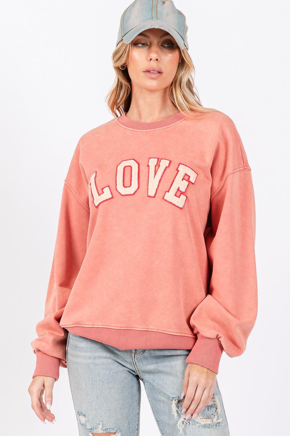Sweatshirt SAGE + FIG LOVE Path Applique Drop Shoulder Cotton Top 1fd3a9d1-a8ca-4498-afae-2aacca3675e2-Max Trendsi