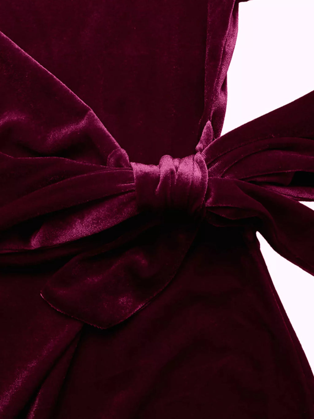 Velvet Midi Dress Burgundy Slit Round Neck Long Sleeve with Side Tie Detail 1fdb6134bb1d440398751512408d4091-Max-Origin Trendsi