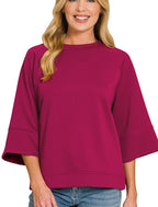 Zenana Scuba 3/4 Sleeve Pullover