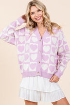 Mittoshop Checkered Heart Button Down Cardigan Long Sleeve 20045a4f-adc3-403a-b824-2c6a321a52d7-Max Trendsi