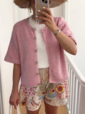 Short Sleeve Button-Down Cardigan
