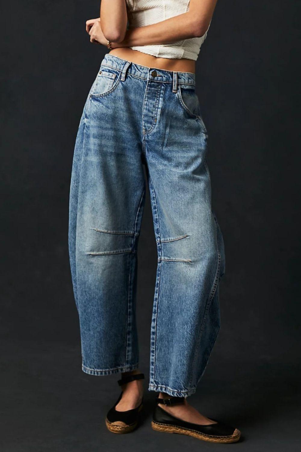 Wide Leg Jeans with Pockets Casual Denim Loose Pants Dusty Blue 20521fb2-8b42-4e0a-8b96-fd667b343704-Max Trendsi