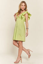 ADORA Babydoll Dress Lime Smocked Back Ruffled Cotton Cap Short Sleeve 207f27a0-946a-4f0b-8046-19957c749c2b-Min Trendsi
