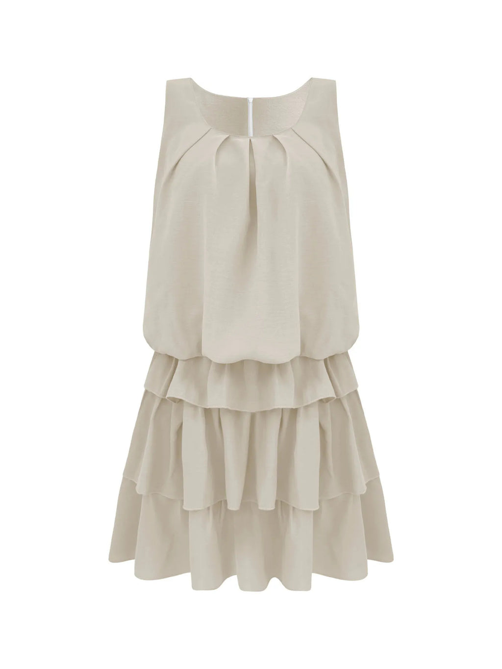 Mini Casual Dress Layered Ruffles Flounce Sleeveless Summer Loose Fashion S-2XL