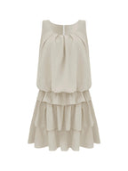 Minikleid Lagenrüschen Rüschenärmel Ärmellos Sommer Locker Fashion S-2XL