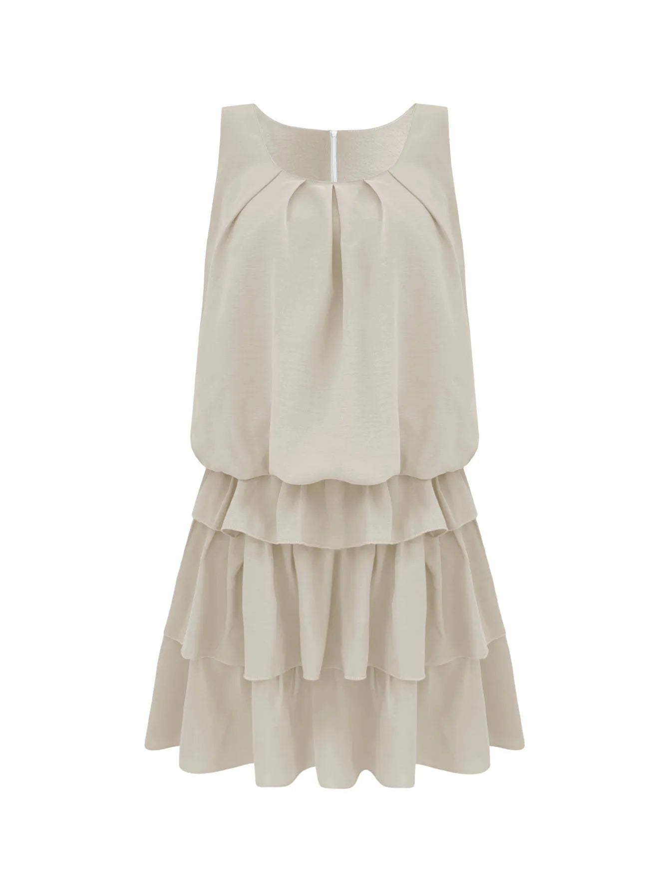 Mini Casual Dress Layered Ruffles Flounce Sleeveless Summer Loose Fashion S-2XL