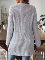 Knit Cardigan Open Front Long Sleeve Knitwear with Pockets 20a046b5-2481-45bc-8b68-4e6199f9fbd4-Max Trendsi