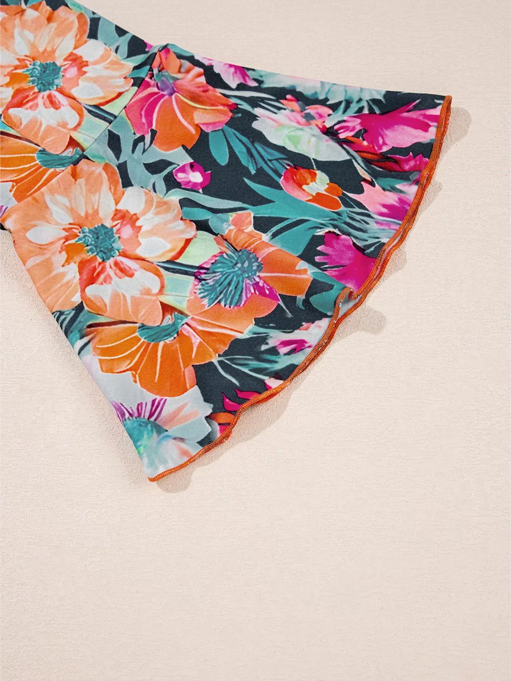 Women's Blouse Floral 3/4 Flare Sleeve Tied Neck 20b860a88de14254bce68d744f904f8a-Max-Origin Trendsi