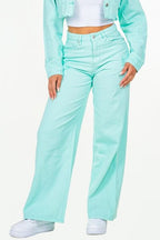 American Bazi High Waist Distressed Wide Leg Jeans Mint Blue Denim Pants 20be2f78-6dda-45e7-b286-a74c8d6e69cc-Min Trendsi