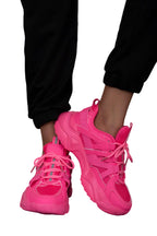 Berness Running Late Chunky Sole Athletic Sneakers in Hot Pink
