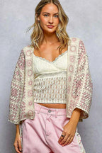 POL Crochet Cardigan Pink Multi Open Front with Granny Square Pattern 20e91333-0df8-4787-af12-e20f696549ea-Max-Origin Trendsi