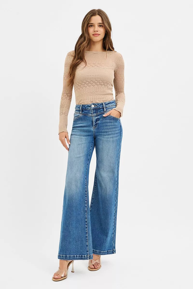 RISEN Wide Leg Jeans Womens High Rise with Front Yoke and Heart Back Pocket 20e9a6e4a0504998ae4c641fb084d732-Max-Origin Trendsi