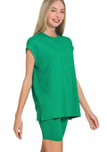 Zenana Tracksuit Set Green Brushed Dty Microfiber Top & Biker Shorts K GREEN 20fcdebd9a834a68a8ee4ca8d7e5d673-Max-Origin Trendsi