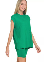 Zenana Tracksuit Set Green Brushed Dty Microfiber Top & Biker Shorts K GREEN 20fcdebd9a834a68a8ee4ca8d7e5d673-Max-Origin Trendsi
