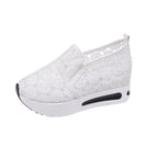 Floral Lace Breathable Slip-On Shoes Women Casual Lightweight Flats