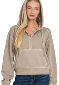 Zenana Fleece Hoodie Ash Mocha Pigment Dye Half Zip Kangaroo Pocket ASH MOCHA 214a34f5c301426ab22f5be195210371-Max-Origin Trendsi