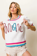 BiBi Sweater White with Metallic Letter Short Puff Sleeve Pullover 215b279324ba4911b95d9dfe174f149d-Max-Origin Trendsi