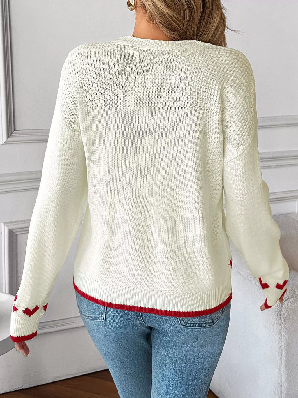 Women's Sweater White Heart Pattern Dropped Shoulder Long Sleeve Pullover 215f8c65f2304e3babf25ec9deaf54f4-Max-Origin Trendsi