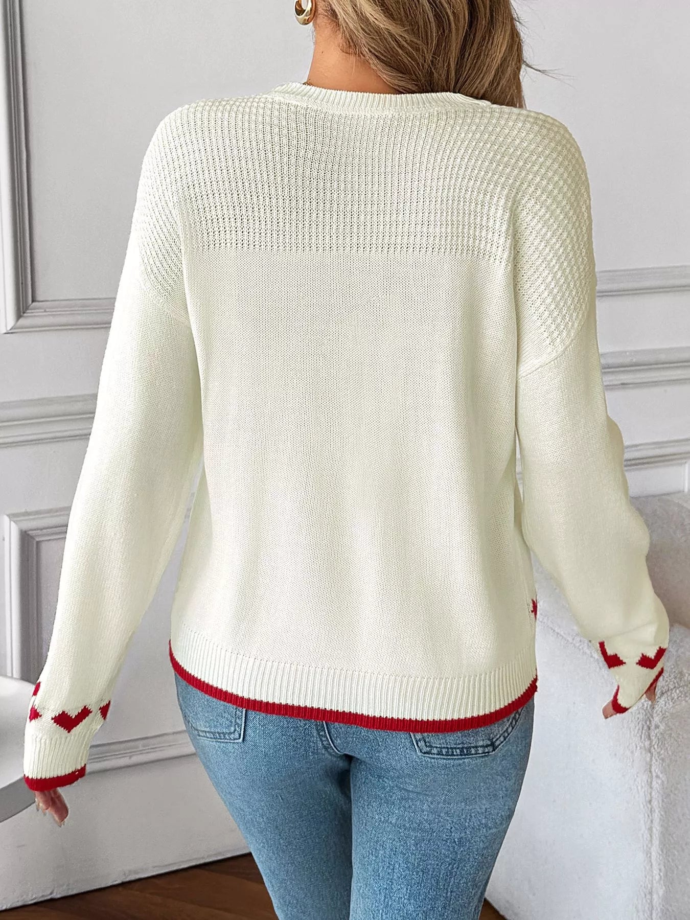 Women's Sweater White Heart Pattern Dropped Shoulder Long Sleeve Pullover 215f8c65f2304e3babf25ec9deaf54f4-Max-Origin Trendsi