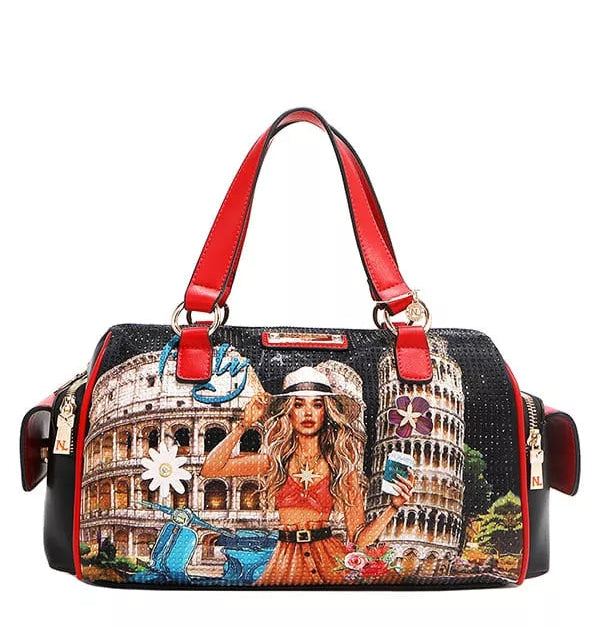 Nicole Lee USA Women's Handbag Martha Travels Italy Wide with Rhinestones Tote MARTHA TRAVELS ITALY One Size 217cde4289574a04bec55a08a152f488-Max-Origin Trendsi