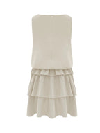 Minikleid Lagenrüschen Rüschenärmel Ärmellos Sommer Locker Fashion S-2XL