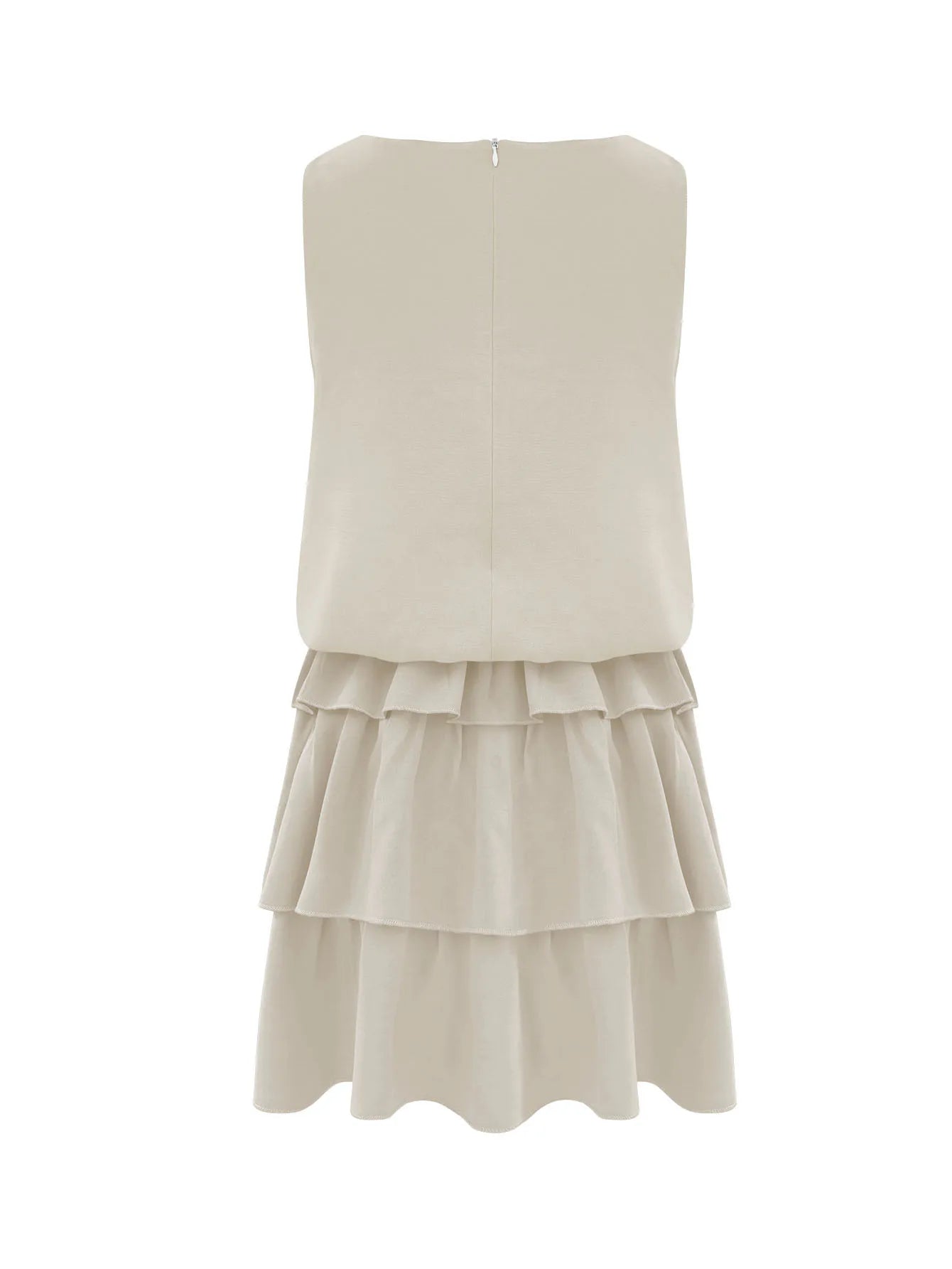 Mini Casual Dress Layered Ruffles Flounce Sleeveless Summer Loose Fashion S-2XL
