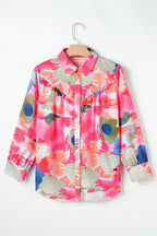 Women's Shirt Floral Pink Print Collared Ruffle Long Sleeve Blouse 21af3d25-284a-4d39-b911-776d87bc91f3-Max Trendsi