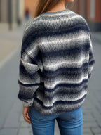 Gradient Striped Sweater Round Neck Dropped Shoulder Pullover 21b34ebf-48bd-4cc1-9622-775c17da64ec-Max Trendsi