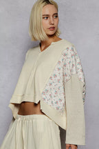 POL Quilted Knit Cropped Top Cream Mix Thermal Floral Pattern with Raw Edge 21c96744-96a4-48d0-8338-a1e475c12dde-Max-Origin Trendsi