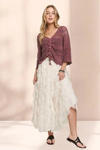 ADORA Maxi Skirt Cloud Fluffy Beige Elastic Waist Sheer Tiered Lined BEIGE 21c96b99c0424632a84ddf891f6dd2ff-Max-Origin Trendsi