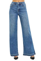 RISEN High Rise Wide Leg Jeans With Released Hem Raw Hem Denim Pants MEDIUM 21e6353ea0f04fd1a13b345702b26e9a-Max-Origin Trendsi