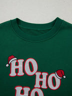 Christmas Sweatshirt Women's Embroidered Ho Ho Letter Round Neck Top 21f1aebe309649b698918ff1c43b370a-Max-Origin Trendsi