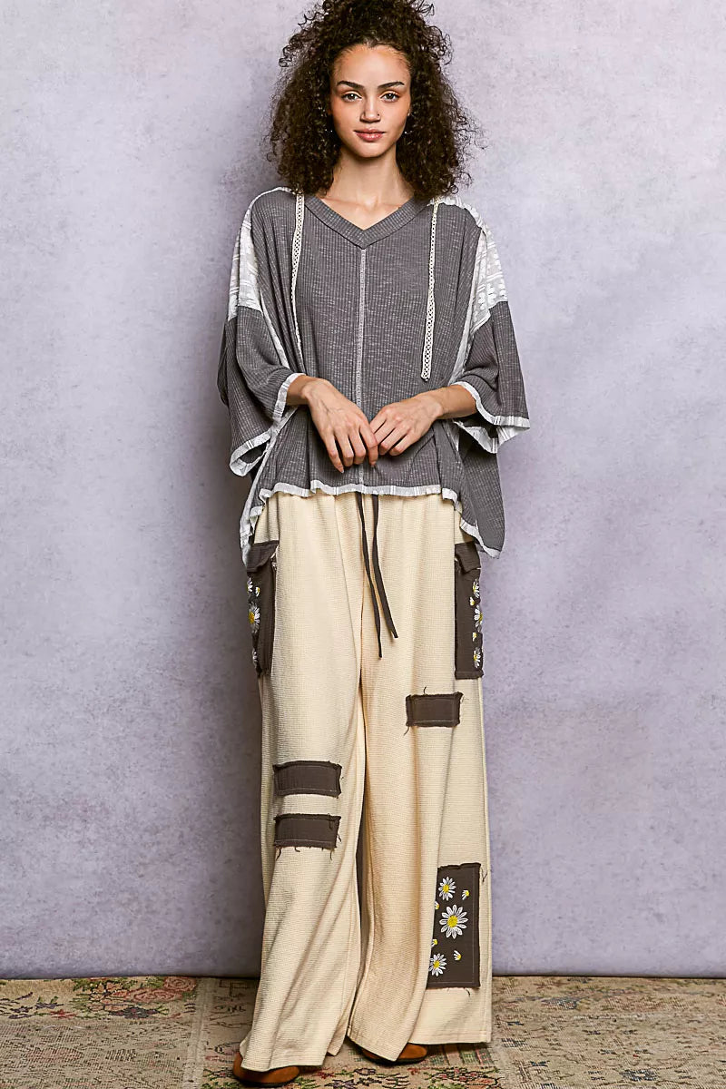 POL Womens Hoodie Top Gray Short Sleeve with Lace Detail 220f281b-4780-41d1-be2a-f011cce78cbd-Max-Origin Trendsi