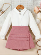 Children's Flounce Sleeve Shirt and Skort Two-Piece Set