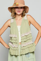 POL Cardigan Sage Multicolor Floral Ruffled Open Front Sleeveless Top Sage Multicolor 2240cb4c-ab38-42c0-906a-dbb21ca2e2d5-Min Trendsi
