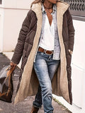 Padded Women Long Coat Plus Size Zip Up Sherpa Fur Lined Hooded Quilted Coffee Brown 2256f33b-f0ad-45c3-a621-86911828d338-Max Trendsi