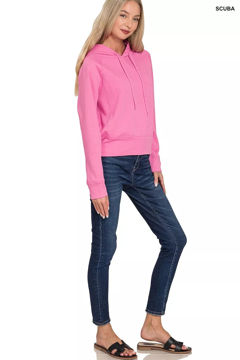 Zenana Womens Scuba Hoodie Candy Pink Drawstring Hood Top 22649be3705c41979fe6784fa48afcc3-Max-Origin Trendsi