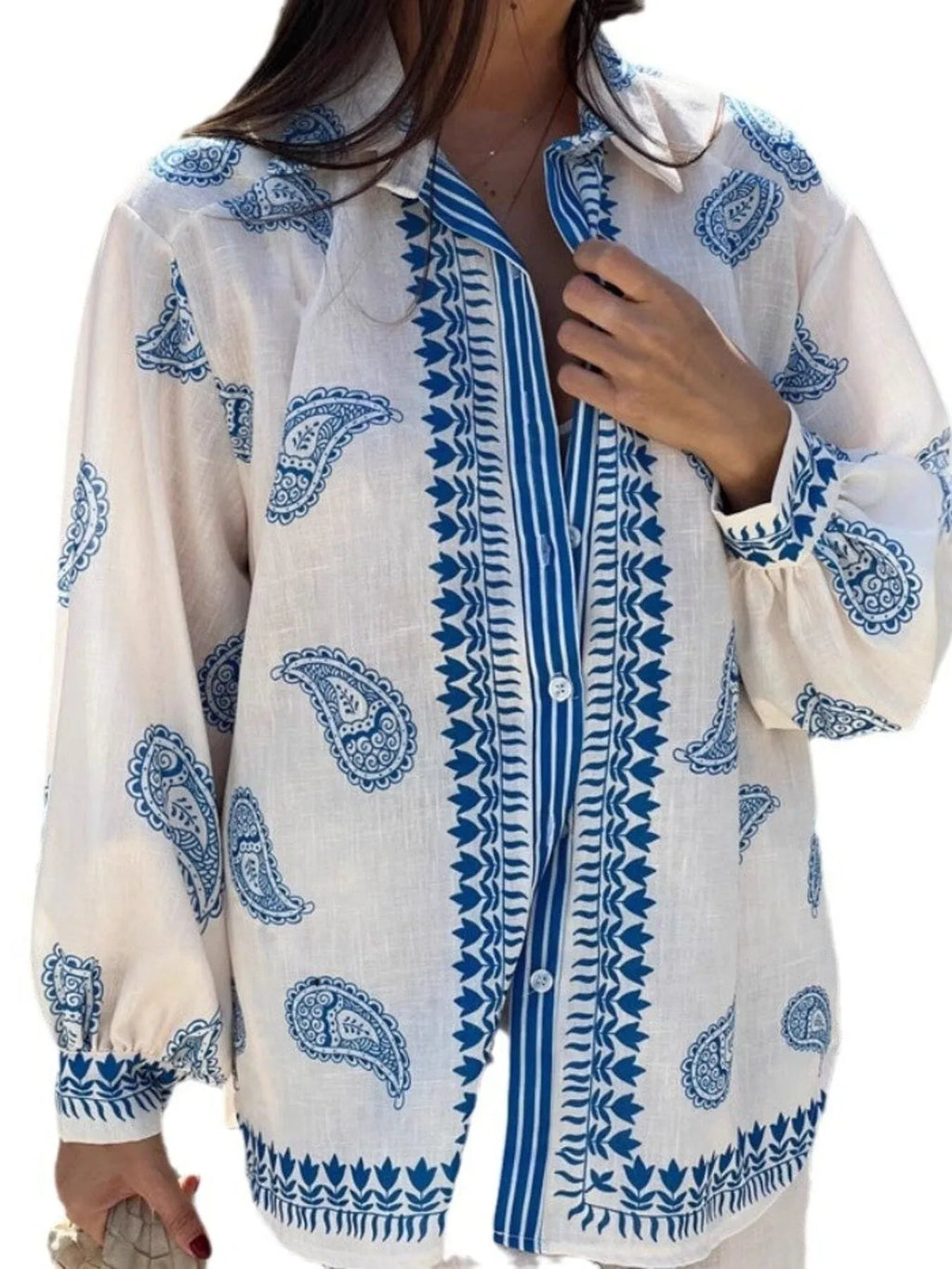 Women's Outfit Set Shirt Paisley Printed Light Blue Button Up and Pants 228fed7d-87ff-4093-8bd5-b94512cefe1b-Max-Origin Trendsi