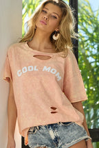 BiBi Cotton T-shirt Cool Mom Print Pink Washed Laser Cut Detail Top 229b37b8bf9b4593a6c328f904dbd4d3-Max-Origin Trendsi