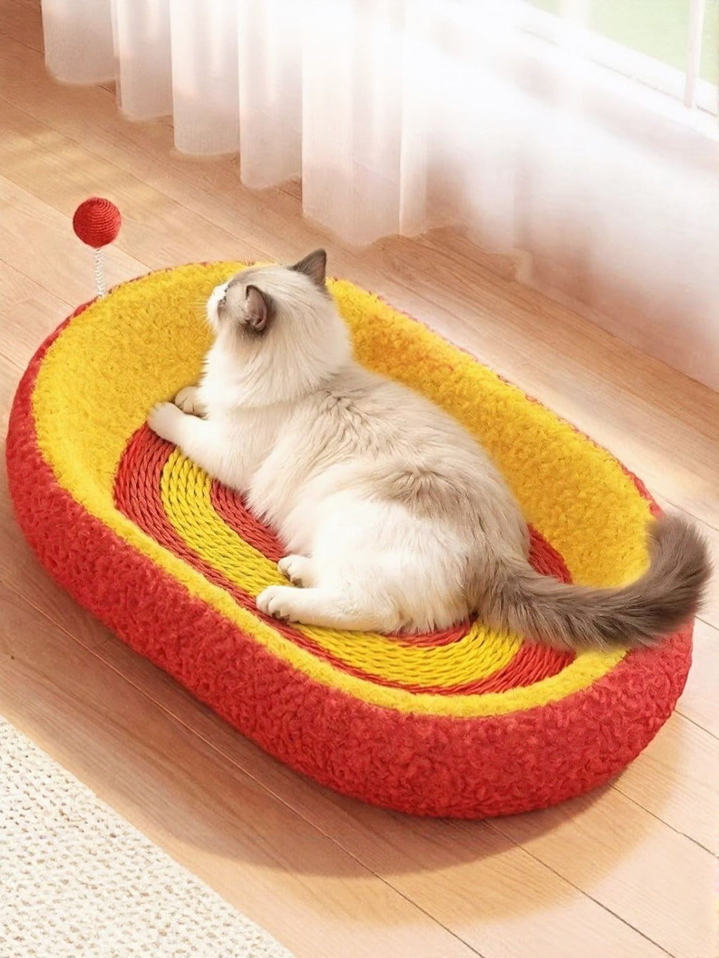 Oval Cat Scratching Bed with Durable Cotton Cord, Imported, Available in Small and Large Sizes