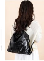 Women's Casual Tote Handbags Pu Leather Zipper Outer Pockets Backpack Crossbody