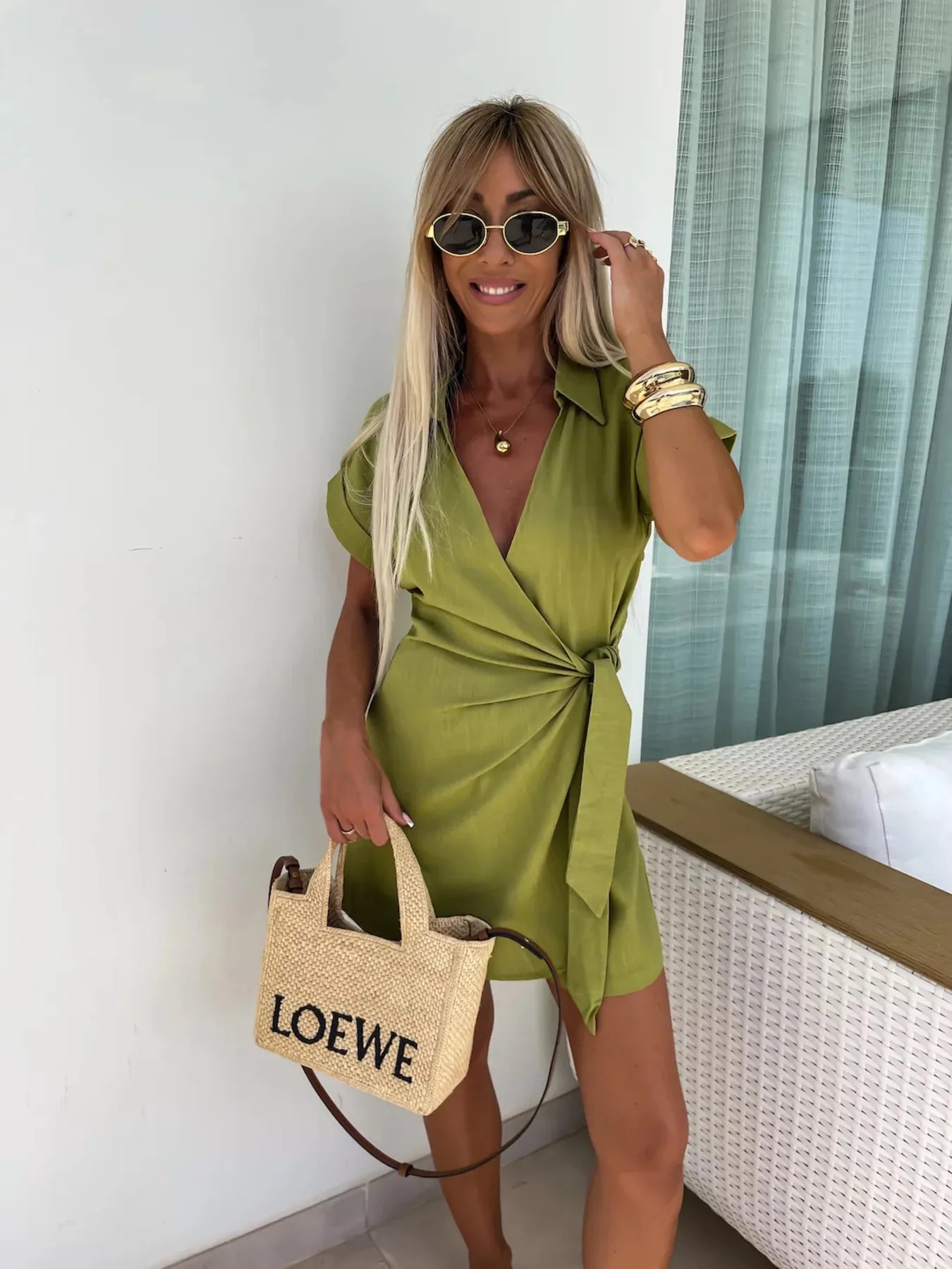 Women's Romper Surplice Bow Tie Waist Short Sleeve Collared Jumpsuit 22bef49d5ea445be9ba393cebfc35089-Max-Origin Trendsi