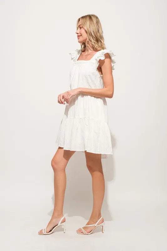 And The Why Tiered Dress Off White Origami Pleating Ruffled Short Sleeve 22d42af128124f199f8885e76399c8d5-Max-Origin Trendsi