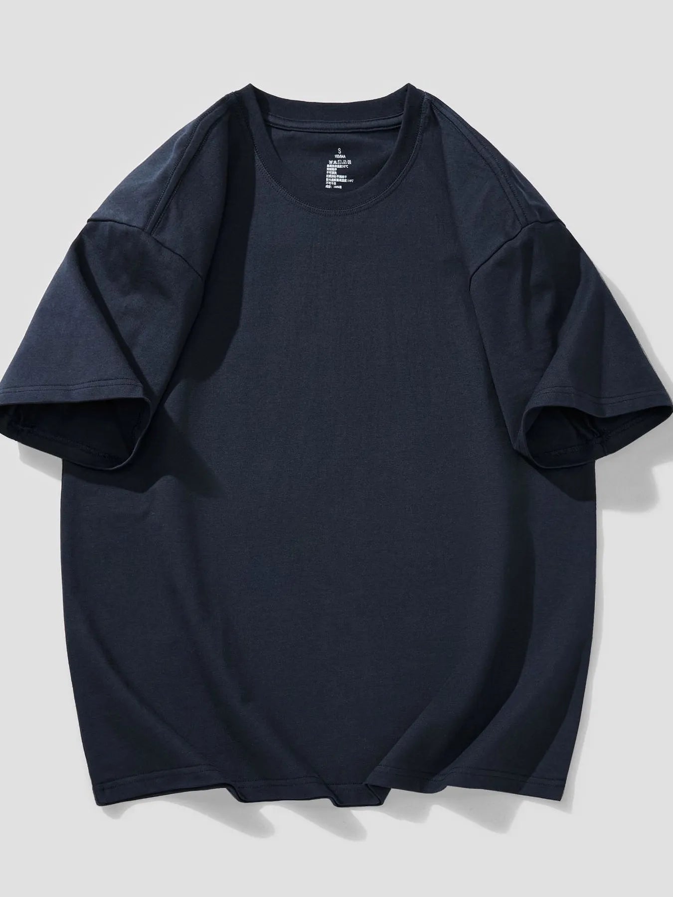 Men's T-Shirt Cotton Solid Round Neck Short Sleeve Oversized Top S-4XL Navy Blue 22e94d409bb74d1685a9adcb158f3aa0-Max-Origin Trendsi