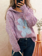 Women's Sweater Flower Long Sleeve Hooded Knit Pullover 22ea309968454354a8205f93642d74f5-Max-Origin Trendsi