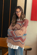 Women's Sweater Annie Wear Rose Multi Color Zig-Zag Round Neck Long Sleeve Rose Multicolor 2306b333-00d7-46b2-a6a5-b2cfcdd3c0c6-Max Trendsi